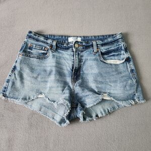 Denizen Levi's Womens Size 12 High Rise Denim Short Shorts Distressed Blue